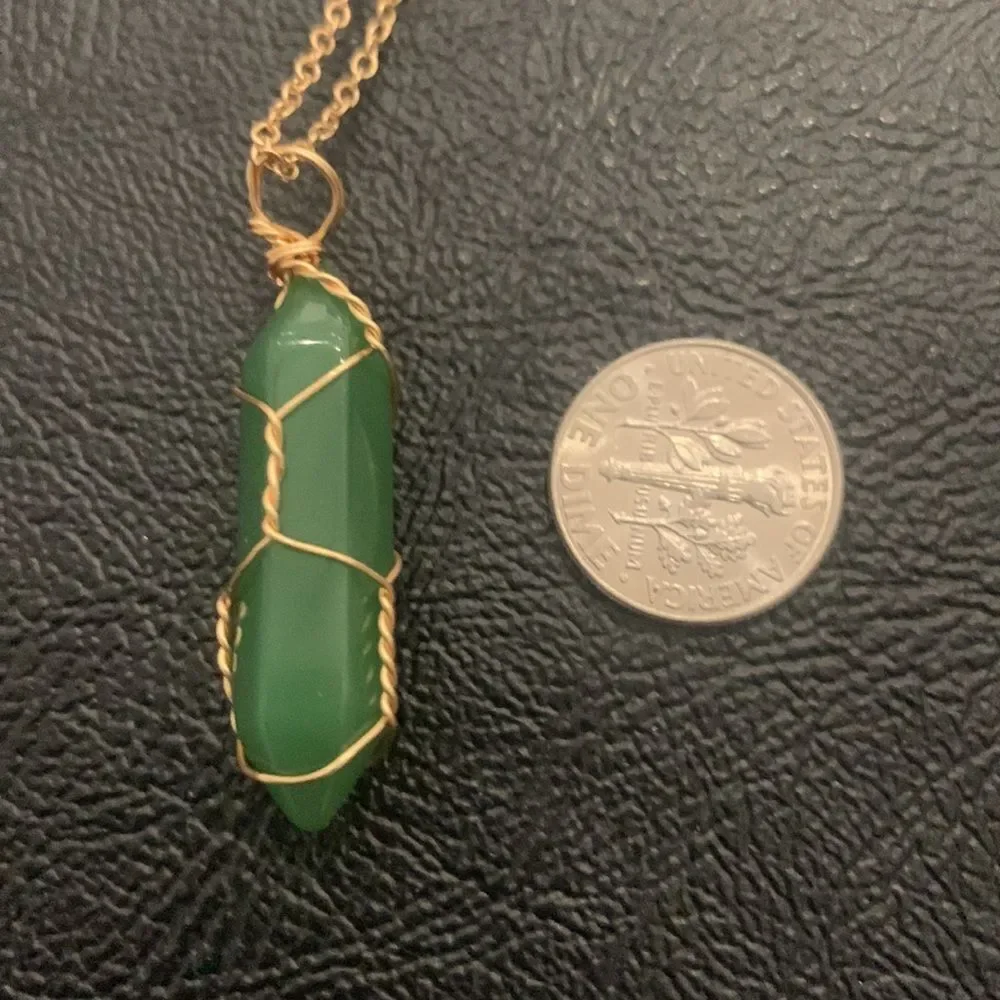 Emerald Green Hexagon Pendant Necklace